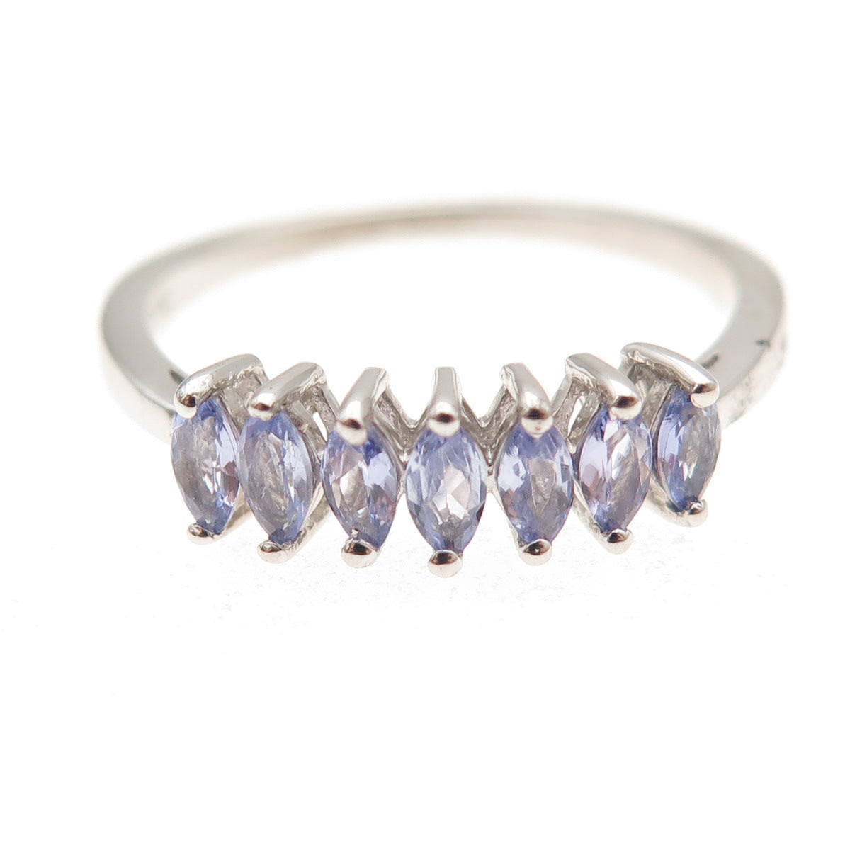 D'Joy 925 Sterling Silver Real Marquise-Cut Tanzanite Ring Size 8.25