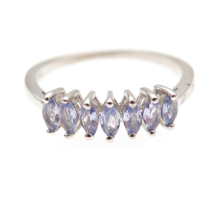 D'Joy 925 Sterling Silver Real Marquise-Cut Tanzanite Ring Size 8.25