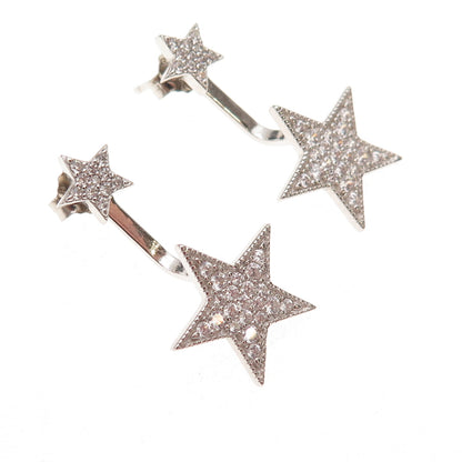 925 Sterling Silver Round-Cut C Z Star Interchangeable Earrings