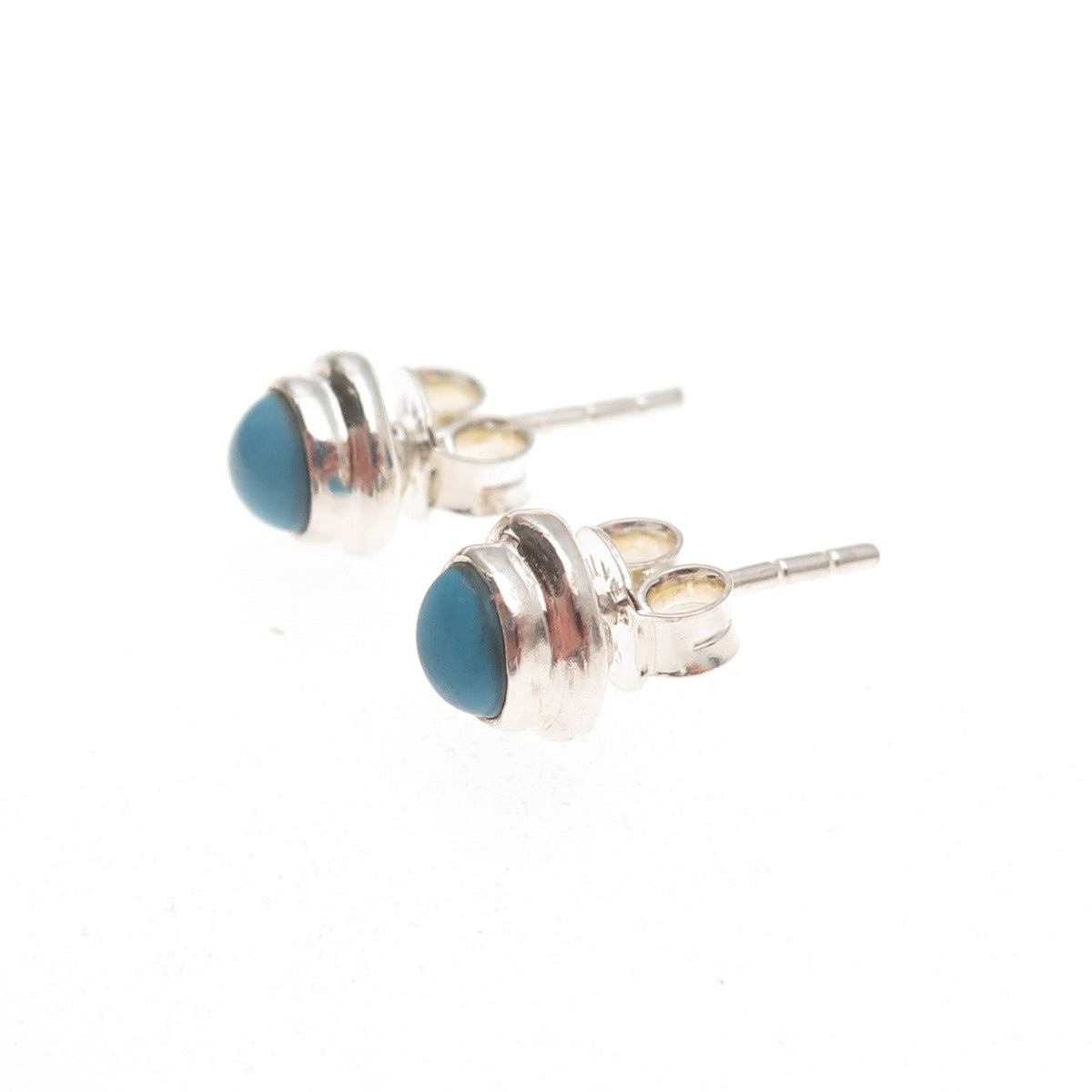925 Sterling Silver Vintage Real Turquoise Stud Earrings