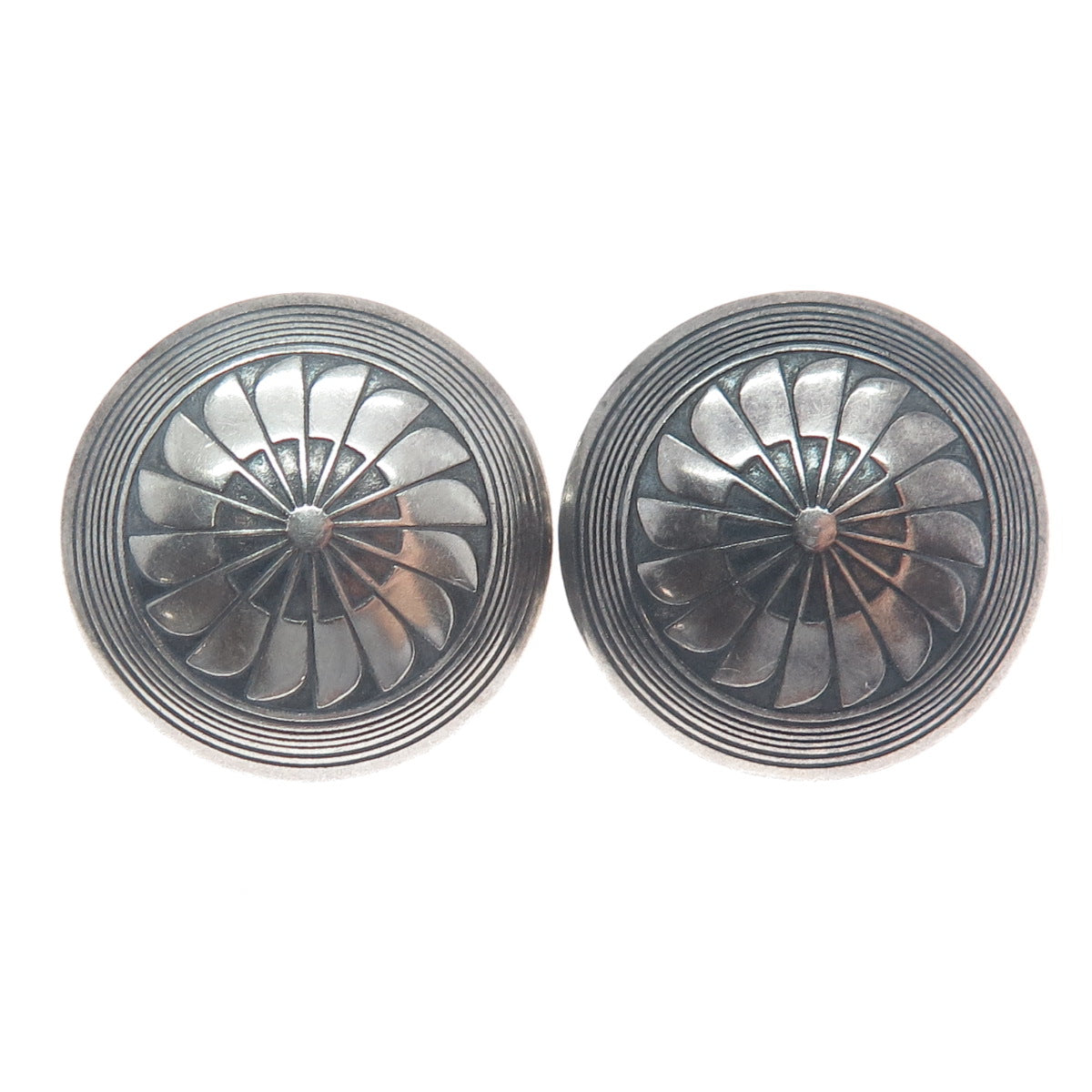 TSM THE SILVER MESA Old Pawn 925 Sterling Silver Vintage Turtle Tribal Earrings