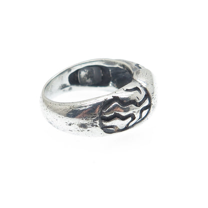 925 Sterling Silver Vintage Modernist Oxidized Ring Size 6.25