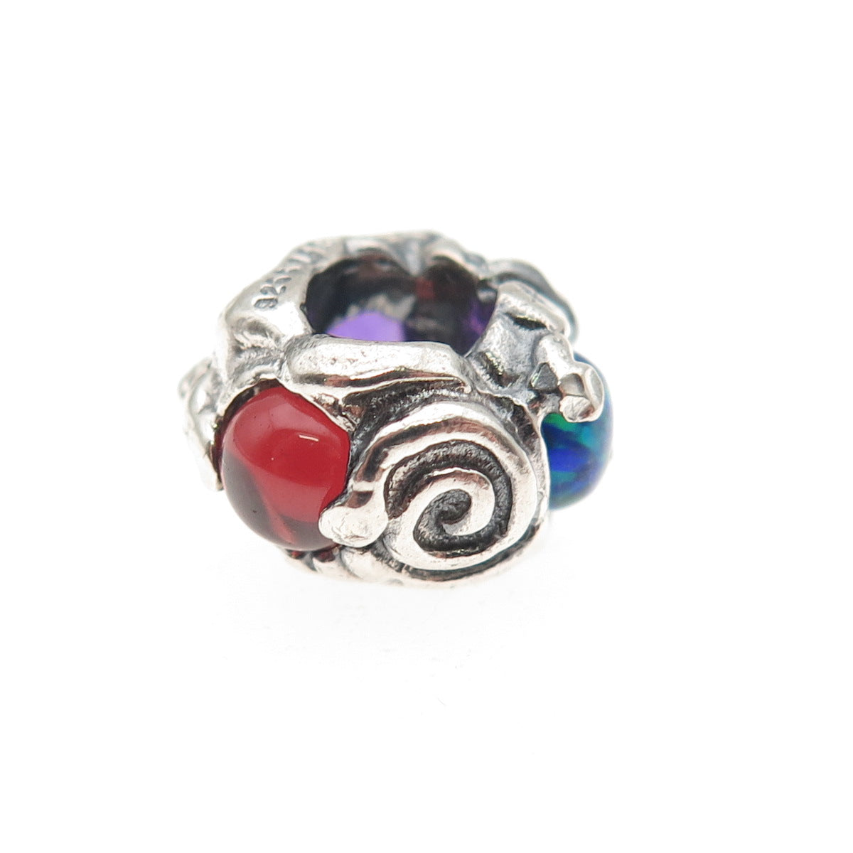 Trollbeads LAA Sterling Silver Real Amethyst Opal Garnet Trolls Slide Bead Charm