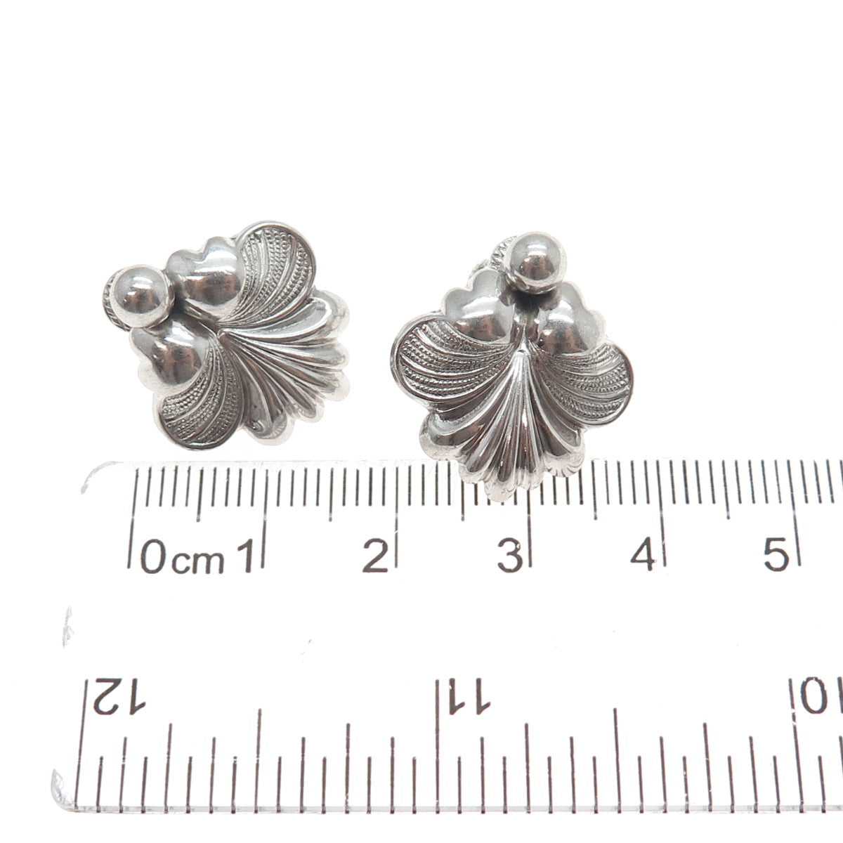 FORSTNER 925 Sterling Silver Antique Art Deco Seashell Screw Back Earrings