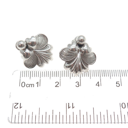 FORSTNER 925 Sterling Silver Antique Art Deco Seashell Screw Back Earrings