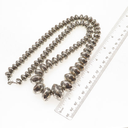 Old Pawn 925 Sterling Silver Vintage Graduated Navajo Pearls Chain Necklace 28"