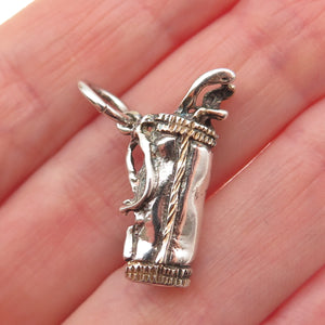 925 Sterling Silver Vintage Mexico Golf Club Oxidized Charm Pendant
