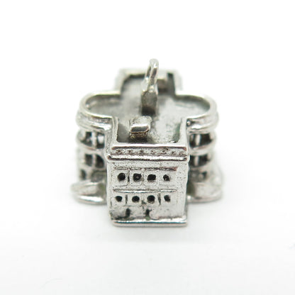 925 Sterling Silver Antique White House Washington DC Minimalist 3D Pendant