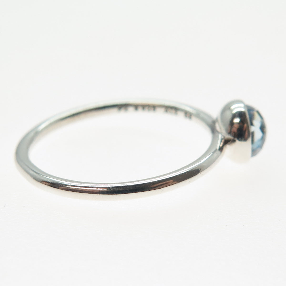 PANDORA 925 Sterling Silver Round-Cut C Z Aqua Birthstone Ring Size 8.5