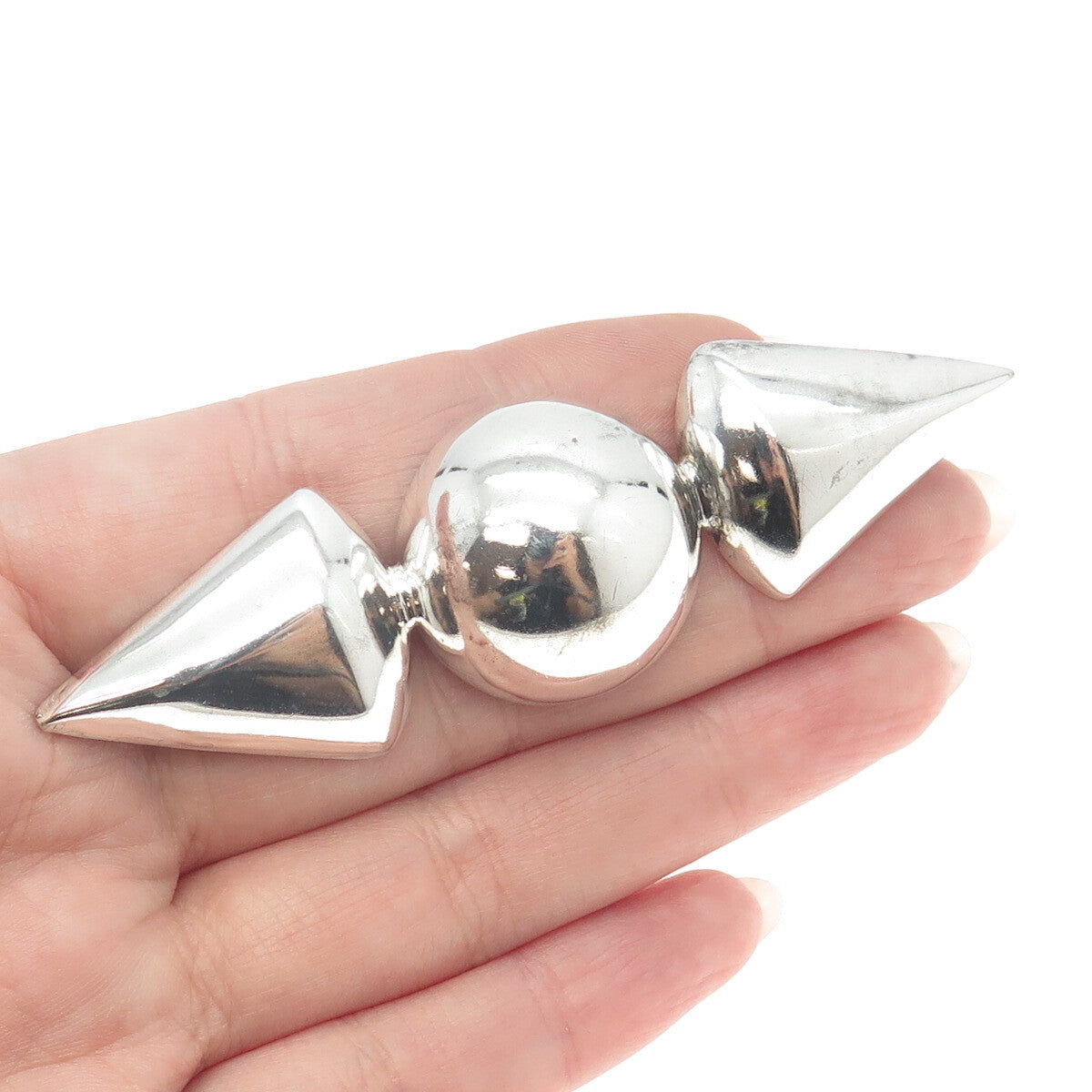 925 Sterling Silver Vintage Italy Modernist Geometric Pin Brooch