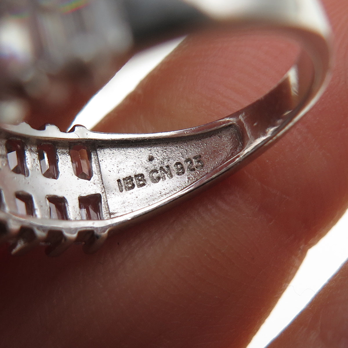 925 Sterling Silver Emerald-Cut C Z Half Eternity Ring Size 6