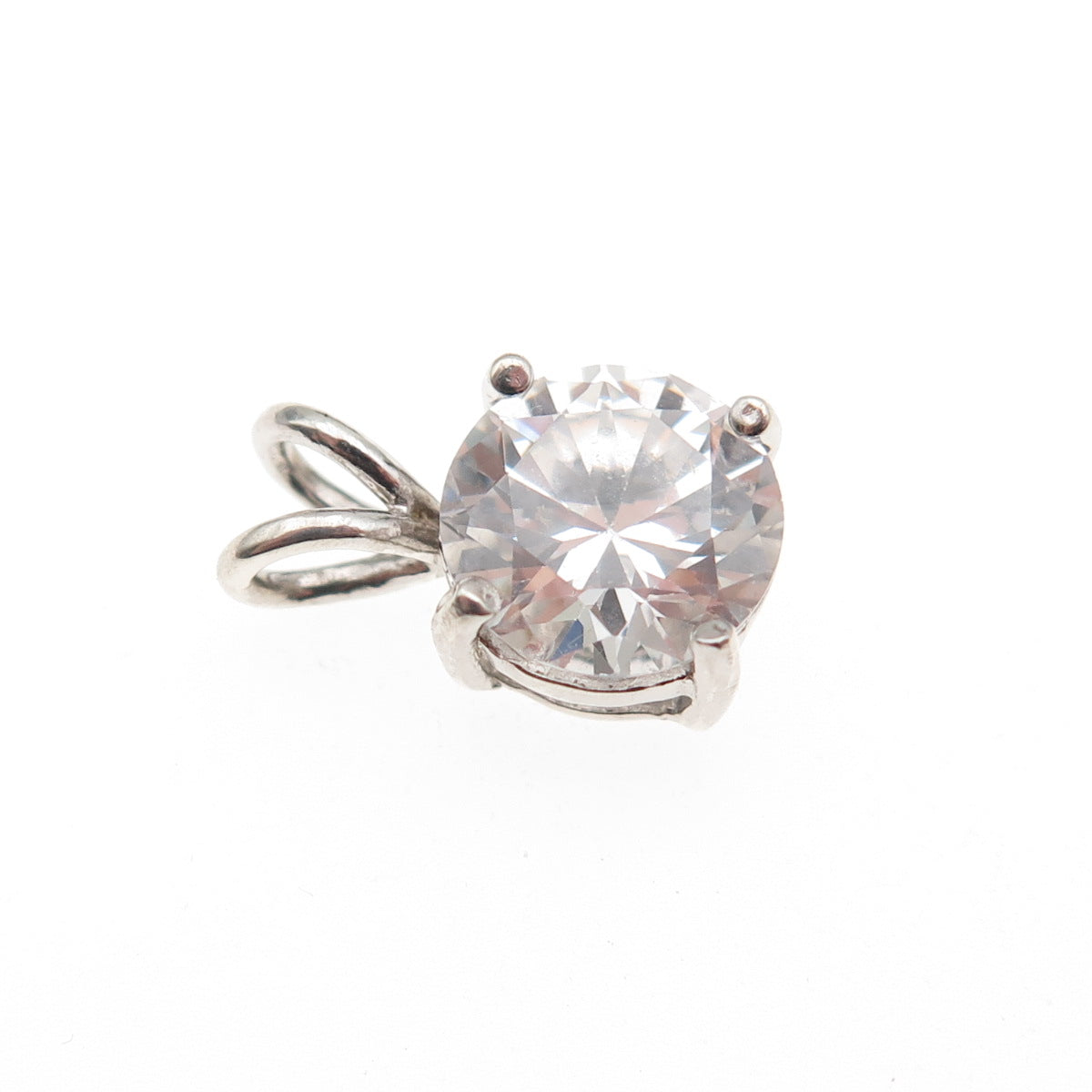 925 Sterling Silver Round-Cut C Z Mini Charm Pendant