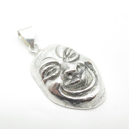 925 Sterling Silver Vintage Drama Laughing Mask Pendant