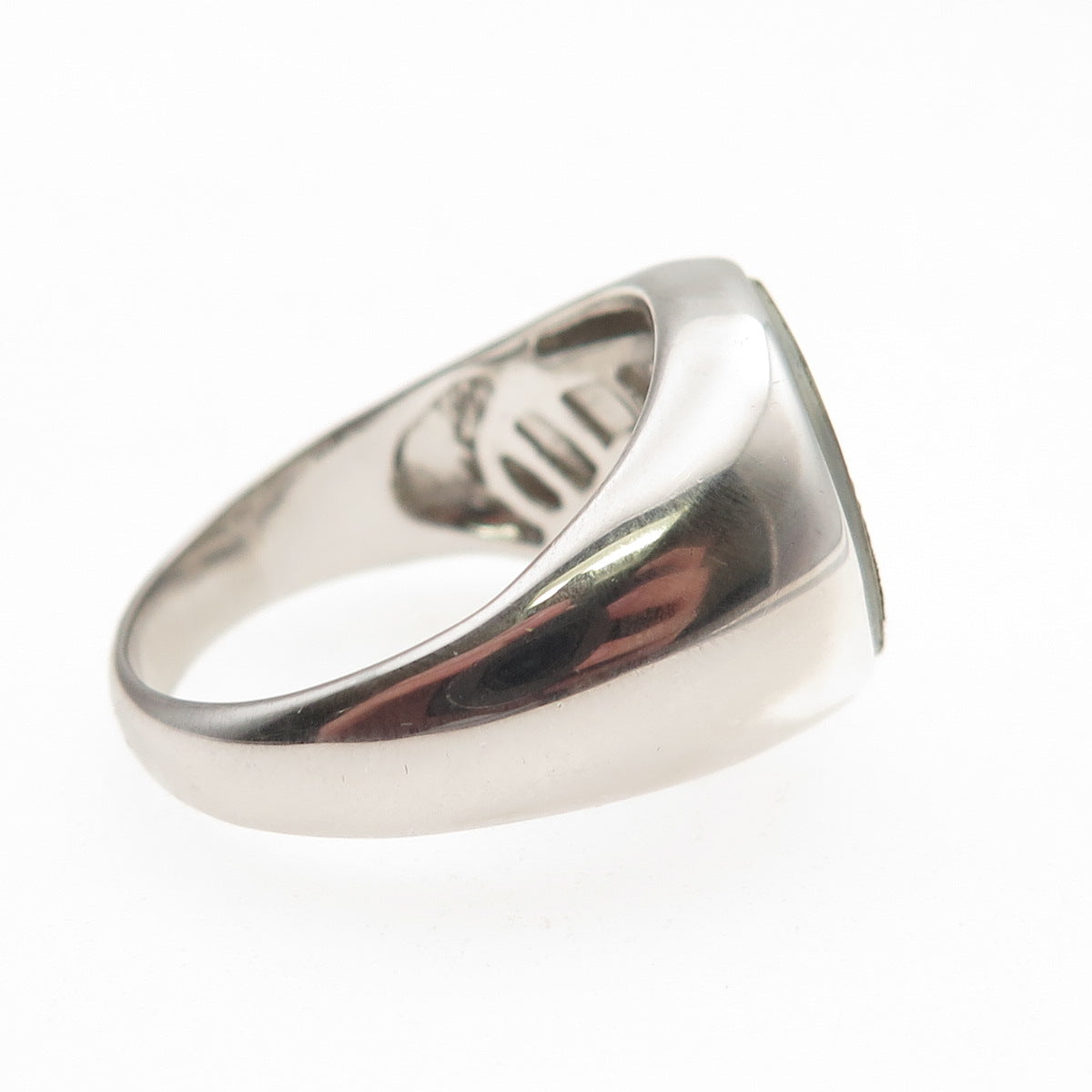 Dasan 925 Sterling Silver Real MOP Cross Signet Ring Size 10.5