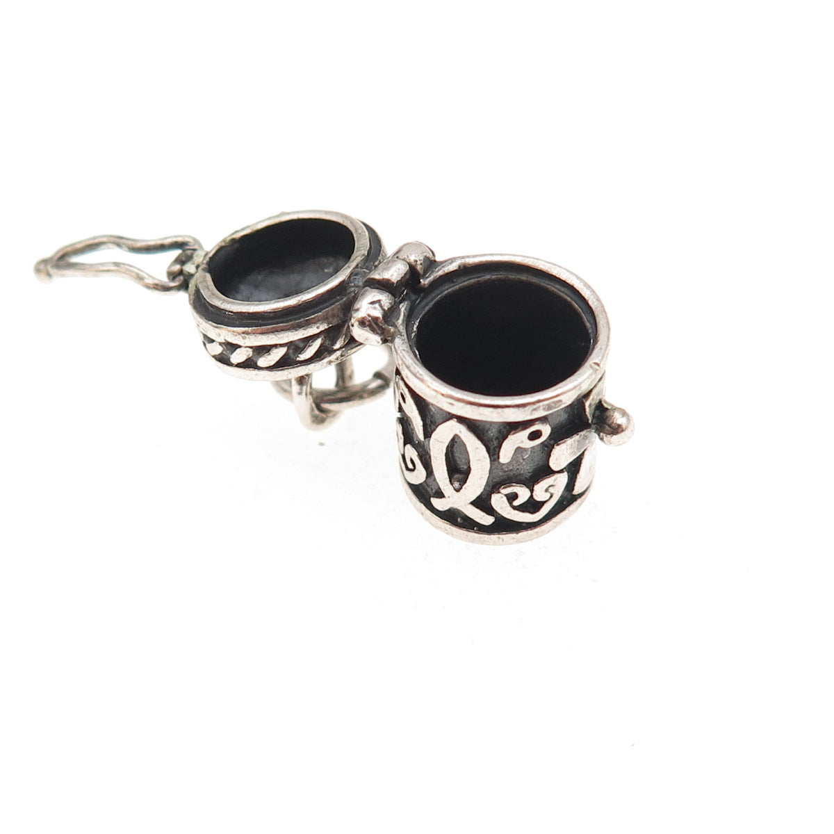 925 Sterling Silver Vintage Cross Prayer Box / Urn Oxidized Charm Pendant