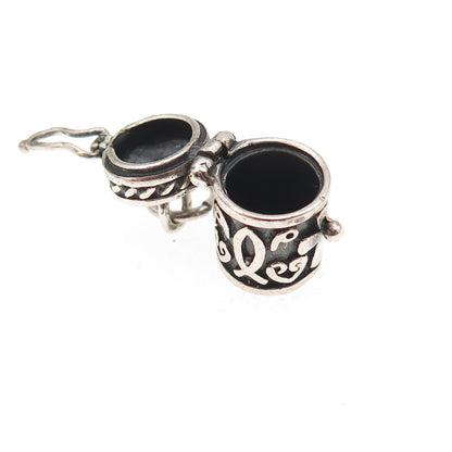 925 Sterling Silver Vintage Cross Prayer Box / Urn Oxidized Charm Pendant