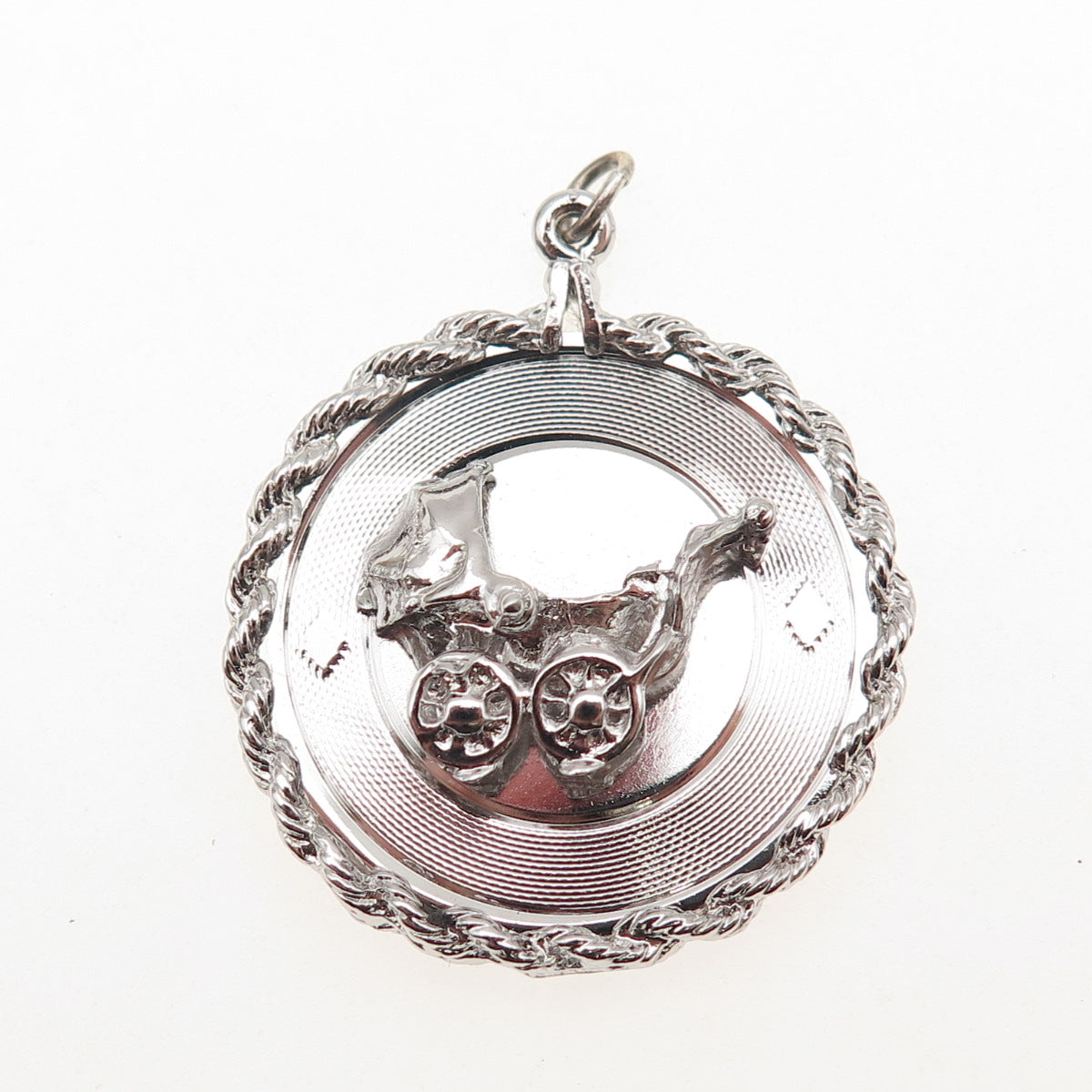 925 Sterling Silver Vintage Baby Stroller Charm Pendant