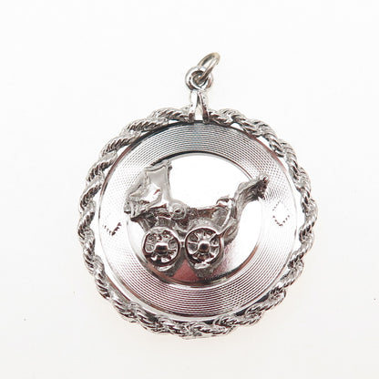 925 Sterling Silver Vintage Baby Stroller Charm Pendant