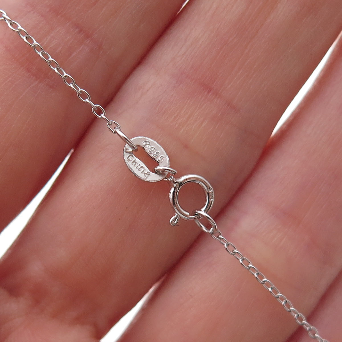 925 Sterling Silver Real White Topaz & Lab-Created Peacock Sapphire Necklace 18"