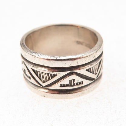 Troy Laner Navajo Old Pawn 925 Sterling Silver Vintage Tribal Band Ring Size 7