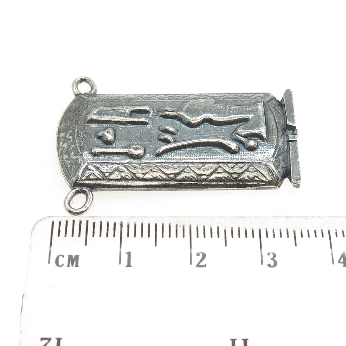 800 Silver Vintage Egyptian Cartouche Oxidized Centerpiece Pendant