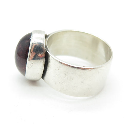 925 Sterling Silver Vintage Real Tourmaline Gemstone Modernist Ring Size 7.25