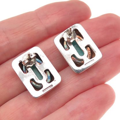Robert Lee Morris 925 Sterling Silver Vintage Real Turquoise Modernist Earrings