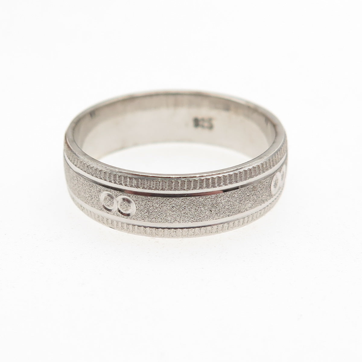 925 Sterling Silver Textured Band Ring Size 9.25