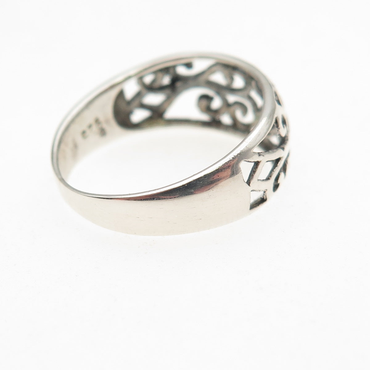 925 Sterling Silver Vintage Modernist Swirl Ring Size 6.75