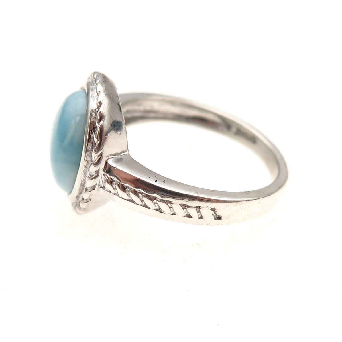 JH Young 925 Sterling Silver Vintage Real Cabochon Larimar Ring Size 5.5