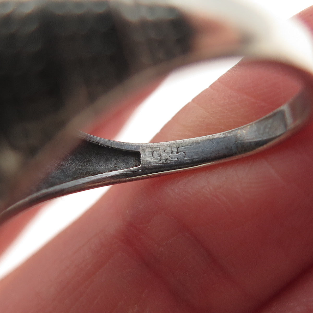 925 Sterling Silver Vintage Real Smoky Quartz Oxidized Dotted Ring Size 9