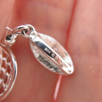 925 Sterling Silver Vintage Cage Heart Charm Pendant