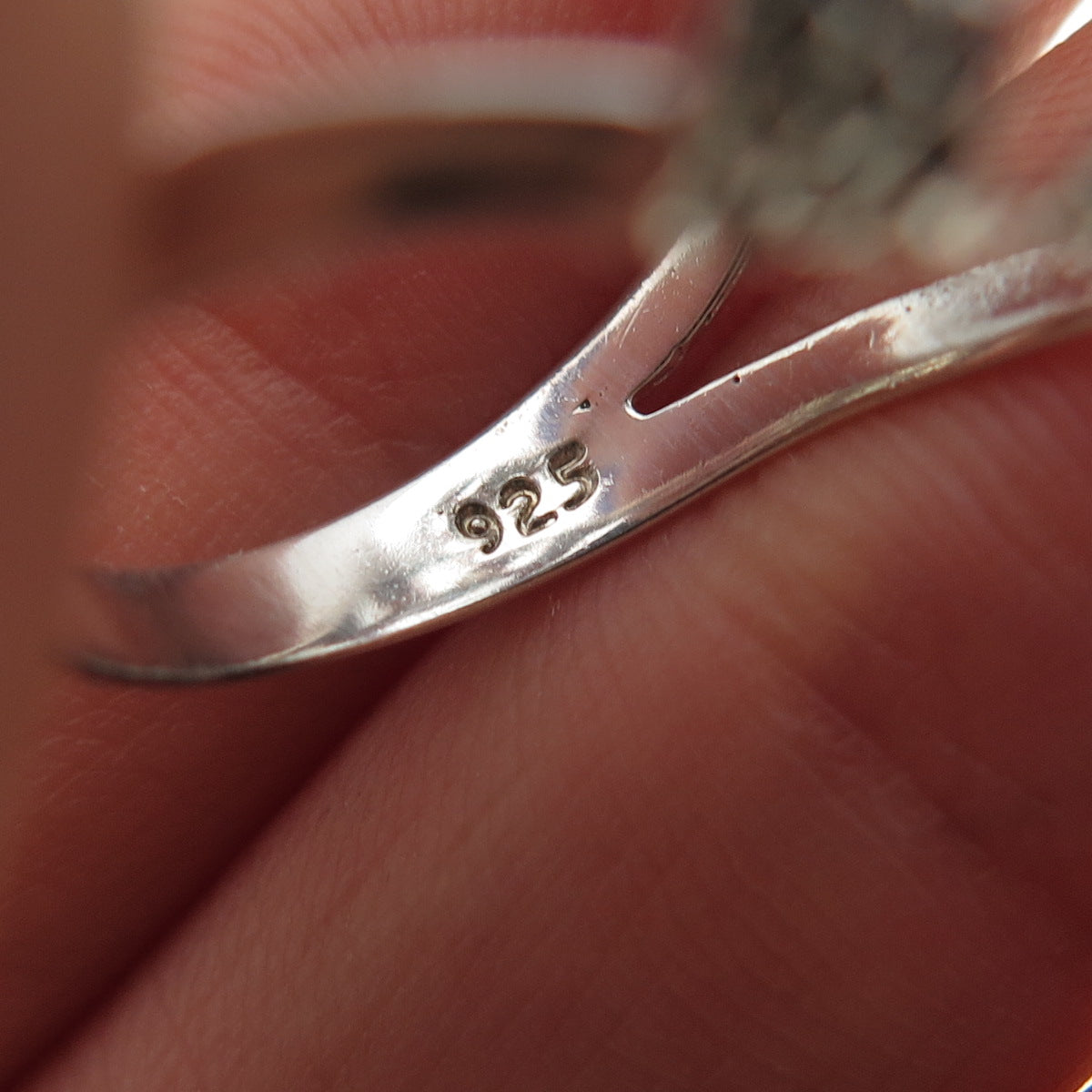 MEI 925 Sterling Silver Vintage Real Radiant-Cut Blue Topaz Ring Size 7