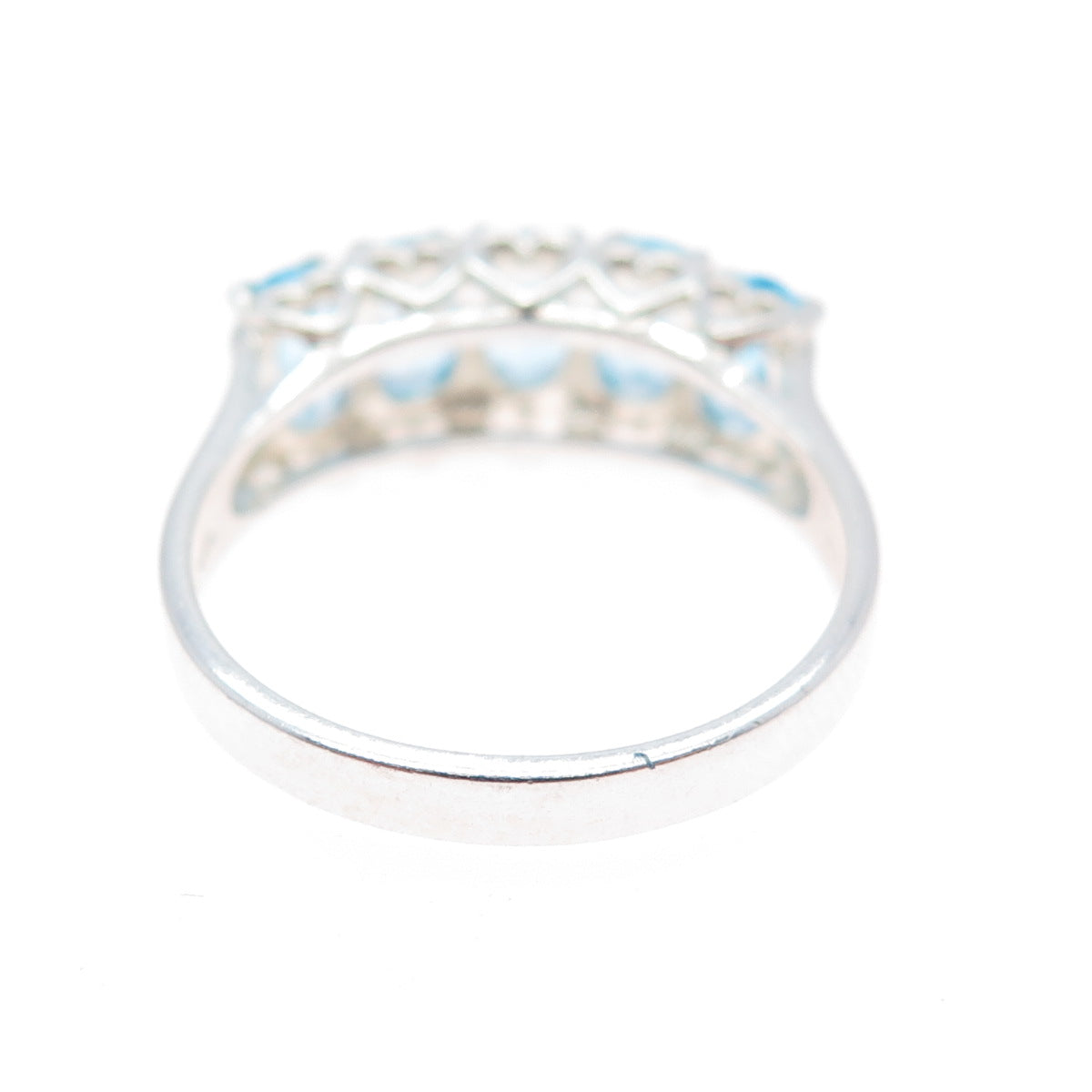 CNA PRANDA 925 Sterling Silver Vintage Real Oval-Cut Blue Topaz Ring Size 8