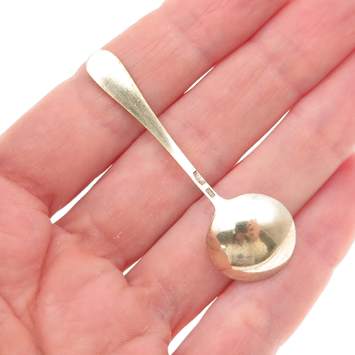 875 Silver Gold Plated Vintage European Enamel Salt & Spices Spoon