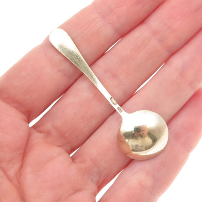875 Silver Gold Plated Vintage European Enamel Salt & Spices Spoon