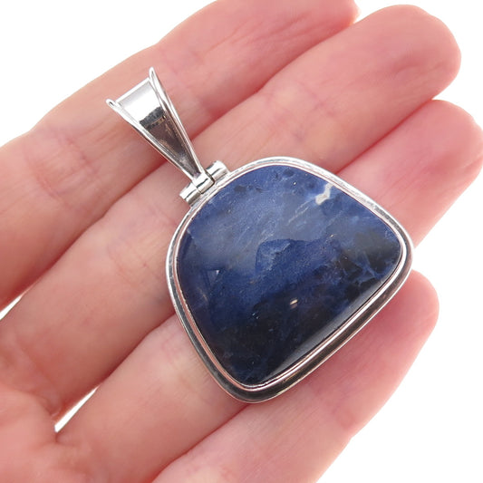 925 Sterling Silver Vintage Real Sodalite Modernist Pendant
