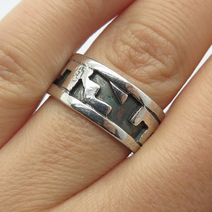 925 Sterling Silver Vintage Mexico Maze Band Ring Size 7.75