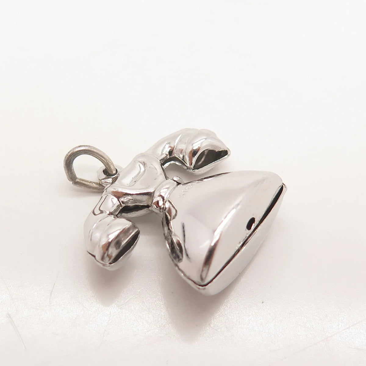 925 Sterling Silver Vintage Old Telephone 3D Minimalist Pendant