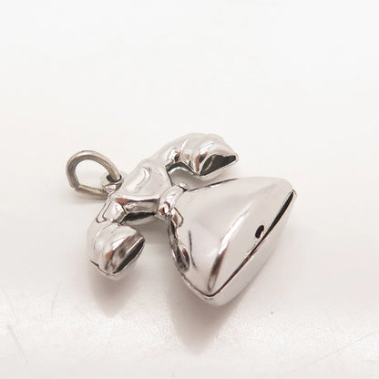 925 Sterling Silver Vintage Old Telephone 3D Minimalist Pendant