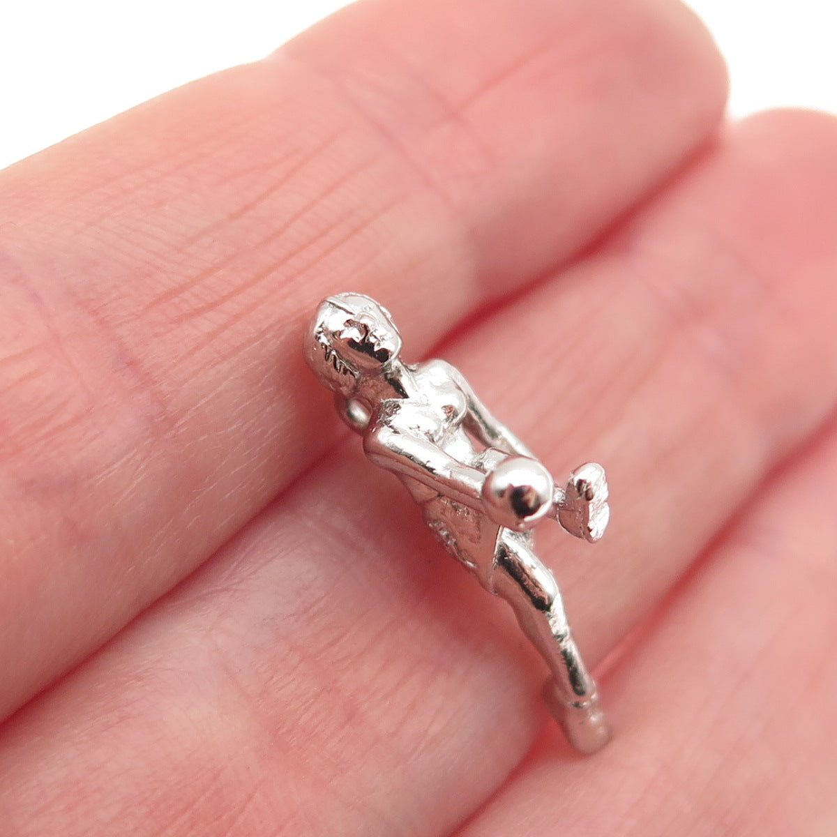 925 Sterling Silver Vintage Female Bowler 3D Mini Charm Pendant
