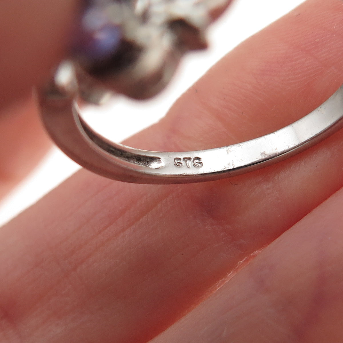 Chuck Clemency 925 Sterling Silver Real Oval-Cut Tanzanite Cross Ring Size 8.25