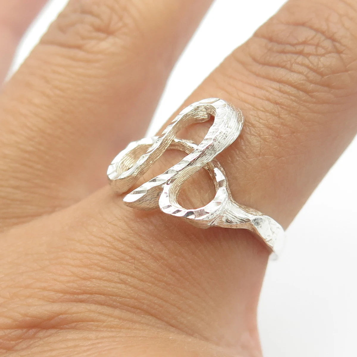 925 Sterling Silver Vintage Modernist Ring Size 8.5