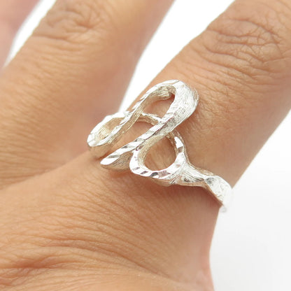 925 Sterling Silver Vintage Modernist Ring Size 8.5