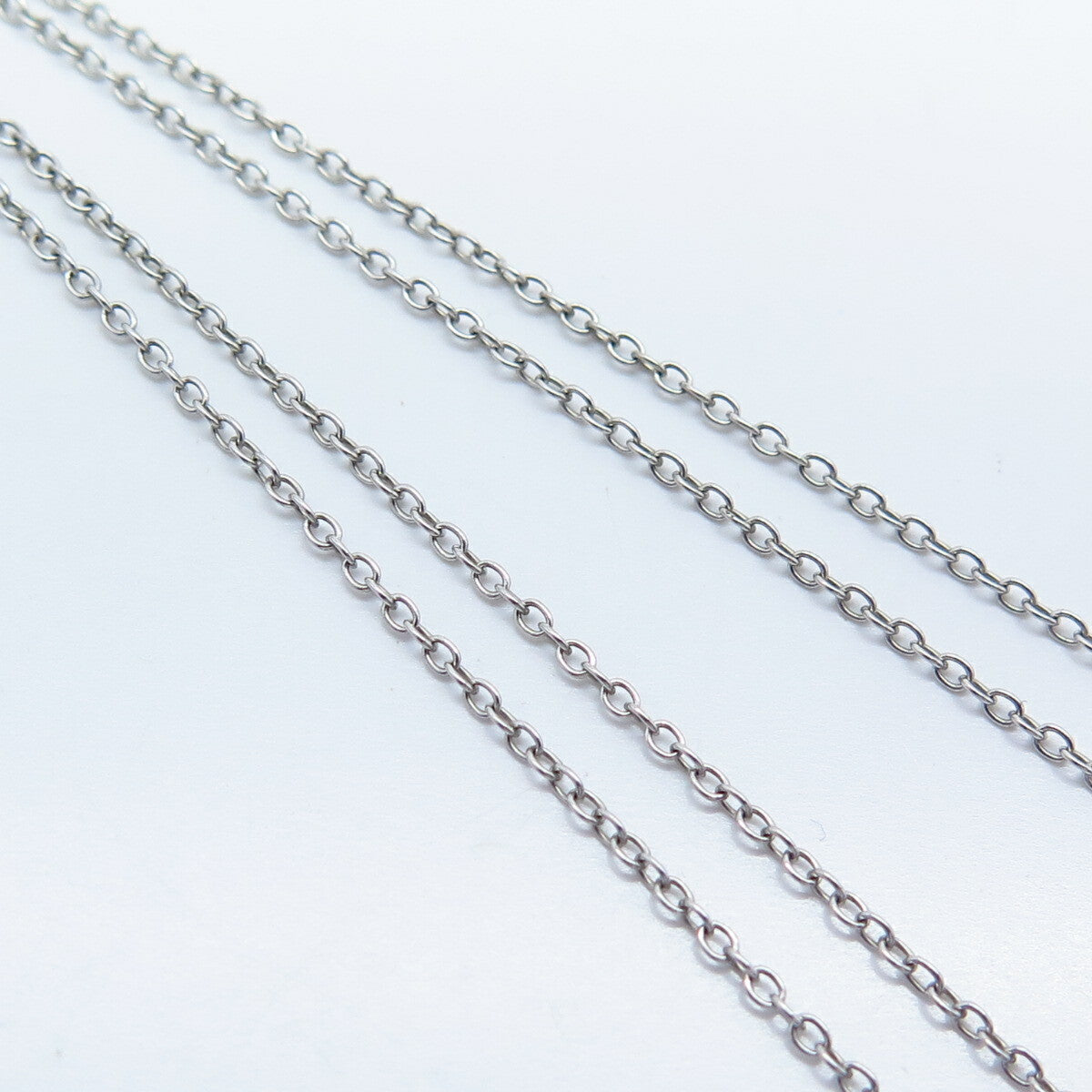 925 Sterling Silver Italy Real Diamond "Love" Heart Rolo Chain Necklace 18"