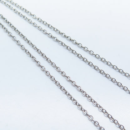 925 Sterling Silver Italy Real Diamond "Love" Heart Rolo Chain Necklace 18"