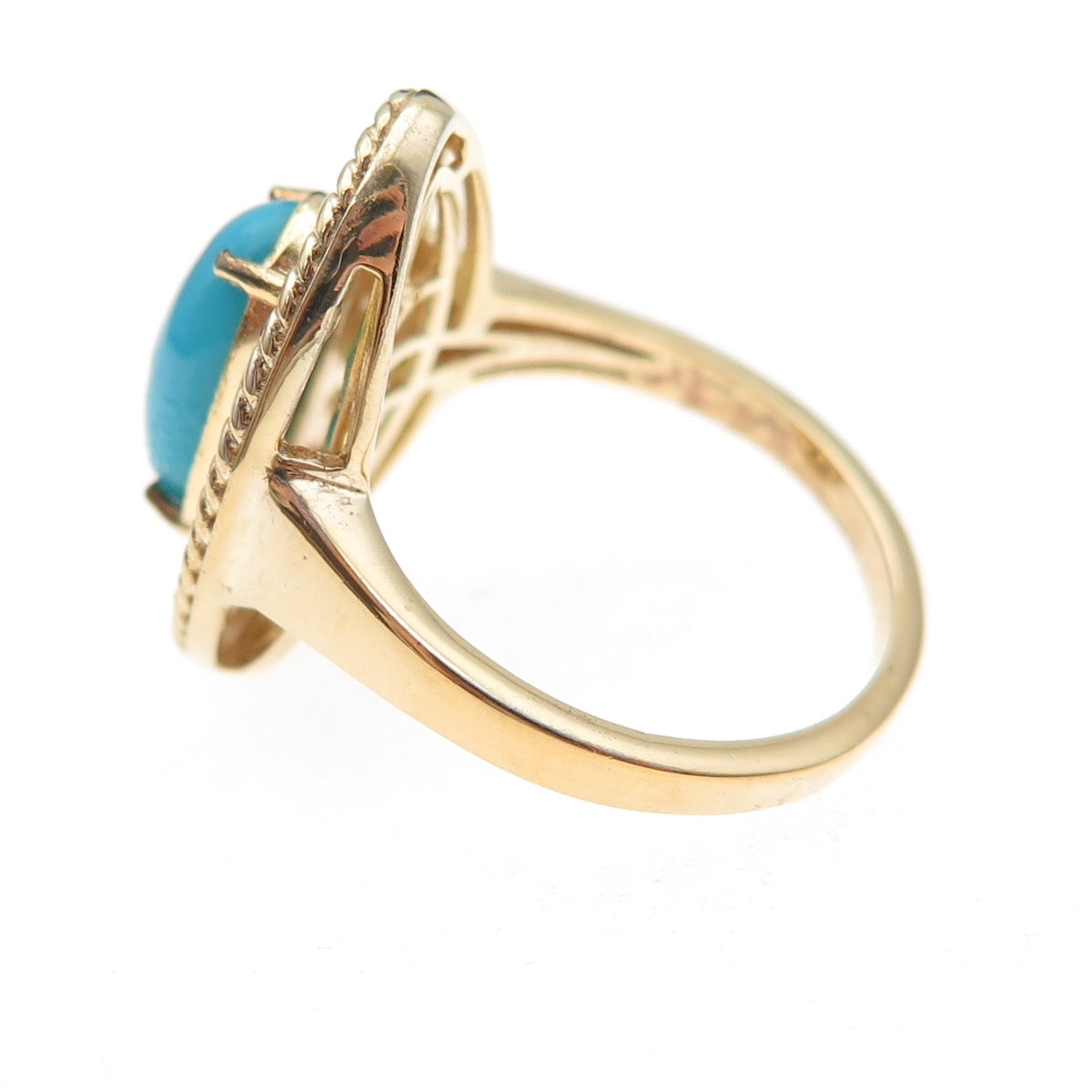 D'Joy 925 Sterling Silver Gold Plated Real Turquoise & Multi-Gem Ring Size 8