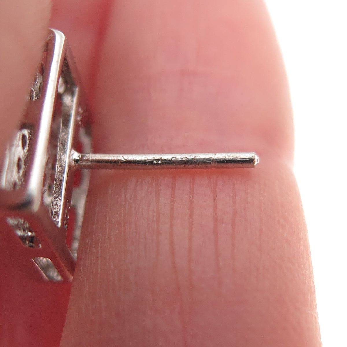 925 Sterling Silver Round-Cut C Z Sparkle Square Stud Earrings