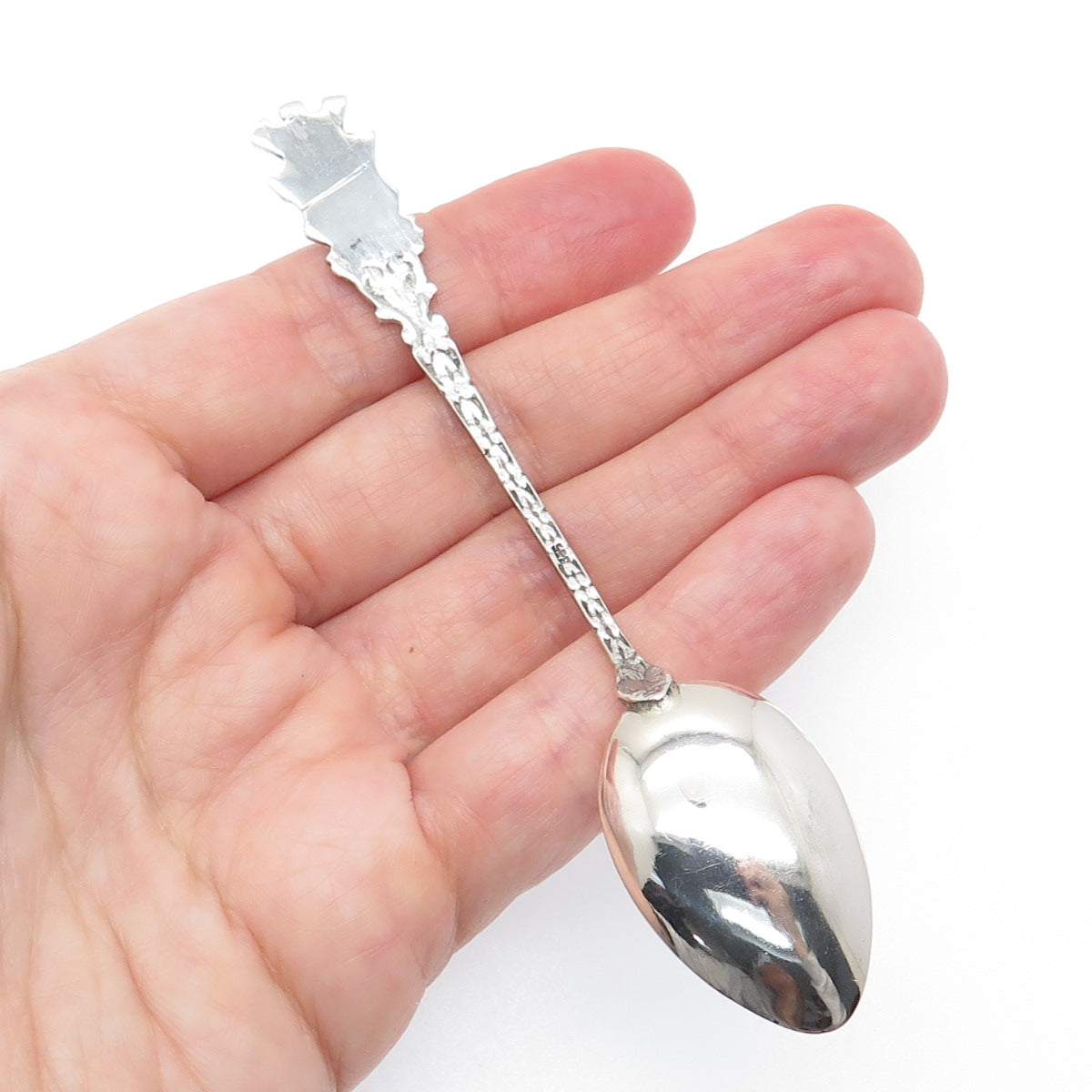 835 Silver Vintage Germany Enamel Bad Nauheim Coat of Arms Coffee Spoon