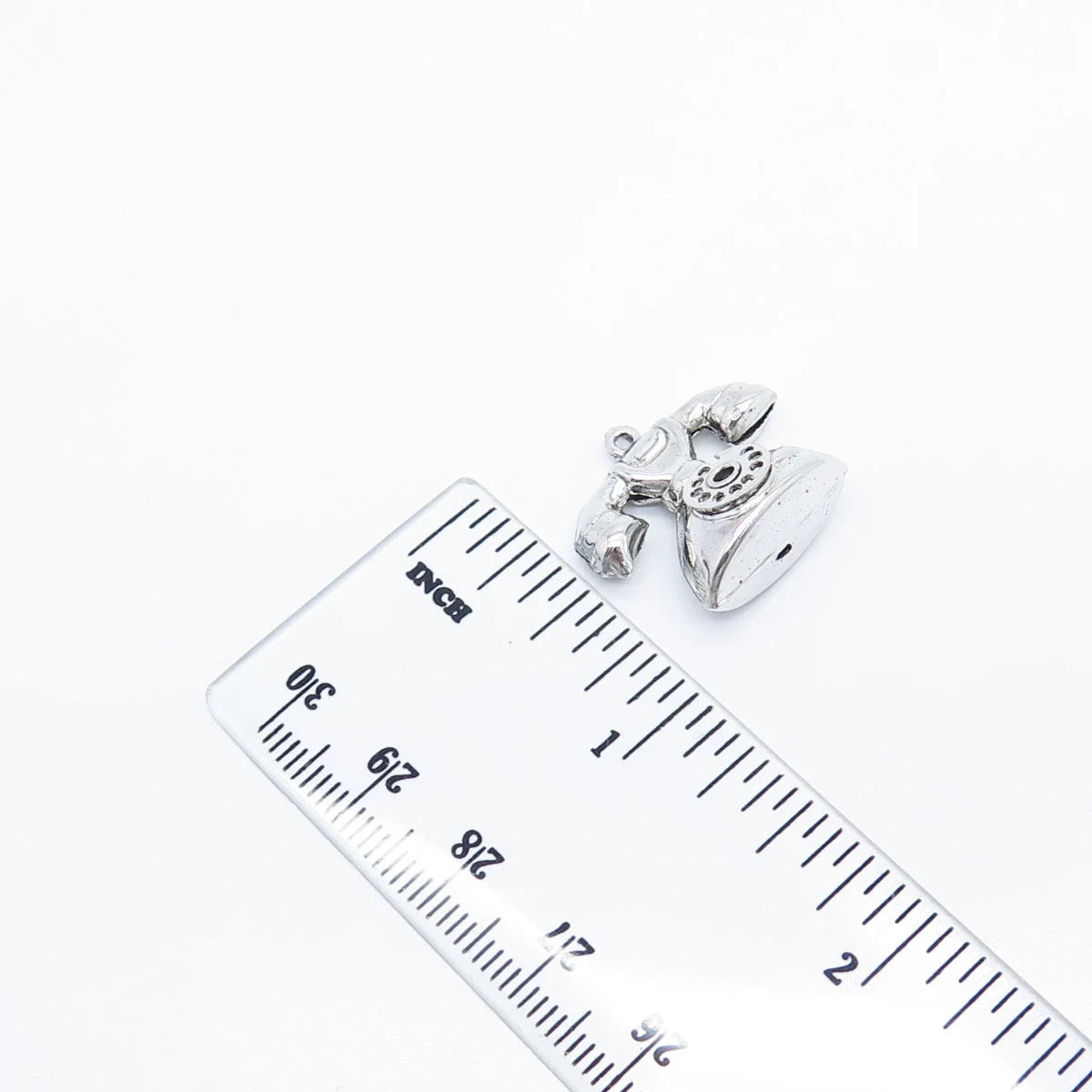 925 Sterling Silver Vintage Retro Rotary Phone Movable Charm Pendant
